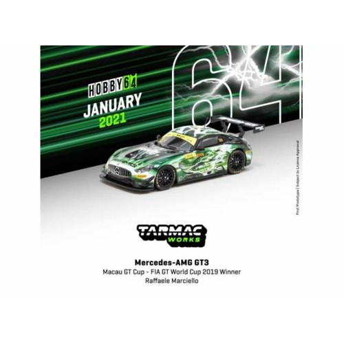 TCT6400819MGP99 - 1/64 2019 MERCEDES BENZ AMG GT3 NO.999 RAFFAELE MARCIELLO WINNER MACAU GT CUP FIA GT WORLD CUP, GREEN/BLACK