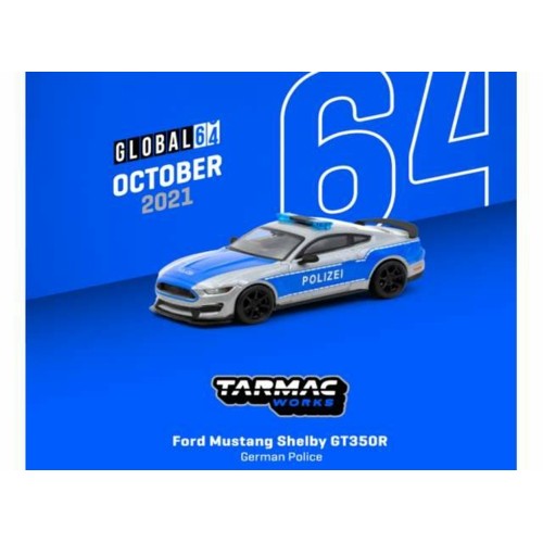 TCT64G011GP - 1/64 FORD MUSTANG SHELBY GT350R GERMAN POLICE, SILVER/BLUE